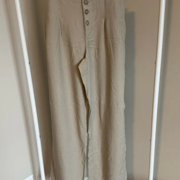 Sincerely Jules Beige Men's Chinos with Button Accents - Picture 1 of 8